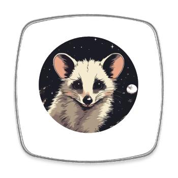Oppossum im Sternenraum - Viereckiger Kühlschrankmagnet - Weiß - Vorne