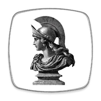 Antike Büste Athene - Klassische Gravur - Viereckiger Kühlschrankmagnet - Weiß - Vorne