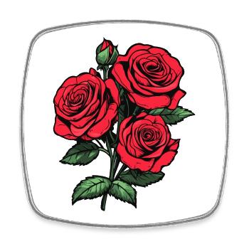 Red Roses Motif - Square fridge magnet - white - Front