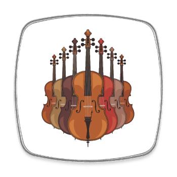 Fascinante collection de violoncelles : Instruments de musique en - Magnet carré - blanc - Devant