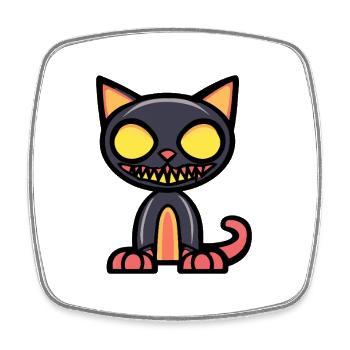Katze Halloween Comic Lustig - Viereckiger Kühlschrankmagnet - Weiß - Vorne