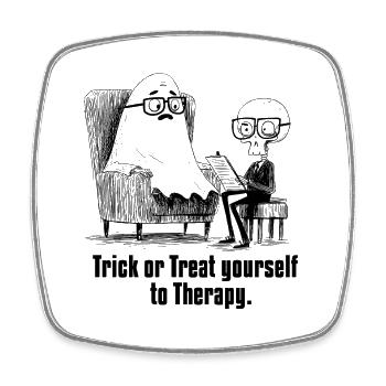 Trick or Treat Yourself Therapy | Funny Halloween - Viereckiger Kühlschrankmagnet - Weiß - Vorne