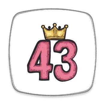 43 Nombre Couronne - Magnet carré - blanc - Devant