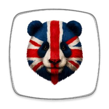 Panda Union Jack Porträt - Viereckiger Kühlschrankmagnet - Weiß - Vorne
