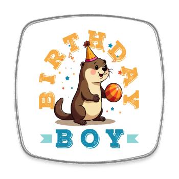 This Otter is 2 - Cute Birthday Motif - Square fridge magnet - white - Front