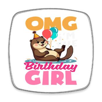 This Otter is 2 - Cute Birthday Motif - Square fridge magnet - white - Front