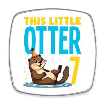 This Otter Is 7 - Cute Birthday Motif - Square fridge magnet - white - Front