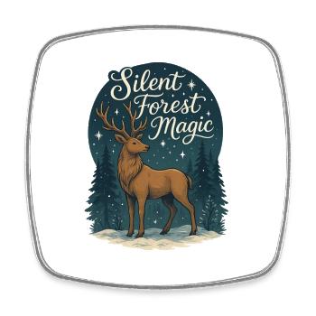 Winter Deer – Silent Forest Magic - Square fridge magnet - white - Front