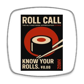 Roll Call Sushi Fake Magazin - Viereckiger Kühlschrankmagnet - Weiß - Vorne