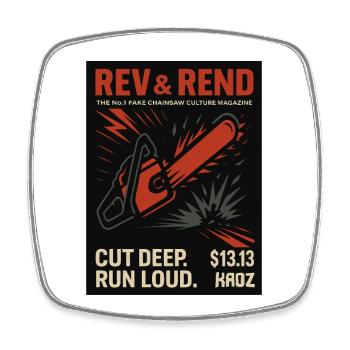 Rev & Rend fake Kettensägen Magazin - Viereckiger Kühlschrankmagnet - Weiß - Vorne