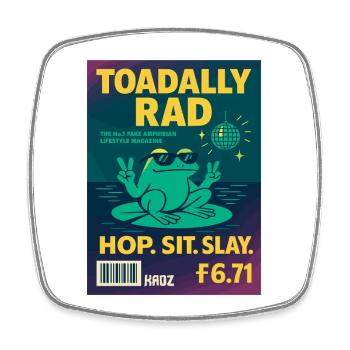 Toadally Rad Disco Frosch Magazin - Viereckiger Kühlschrankmagnet - Weiß - Vorne