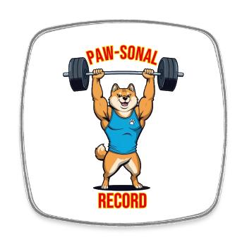 Paw-Sonal Record Shiba Lifter - Viereckiger Kühlschrankmagnet - Weiß - Vorne
