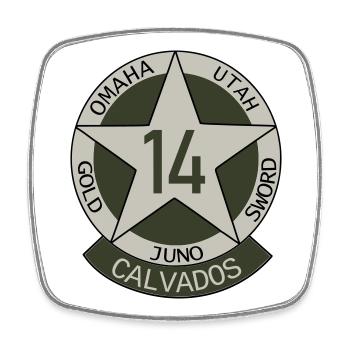 Insigne Militaire Calvados 14 - Magnet carré - blanc - Devant