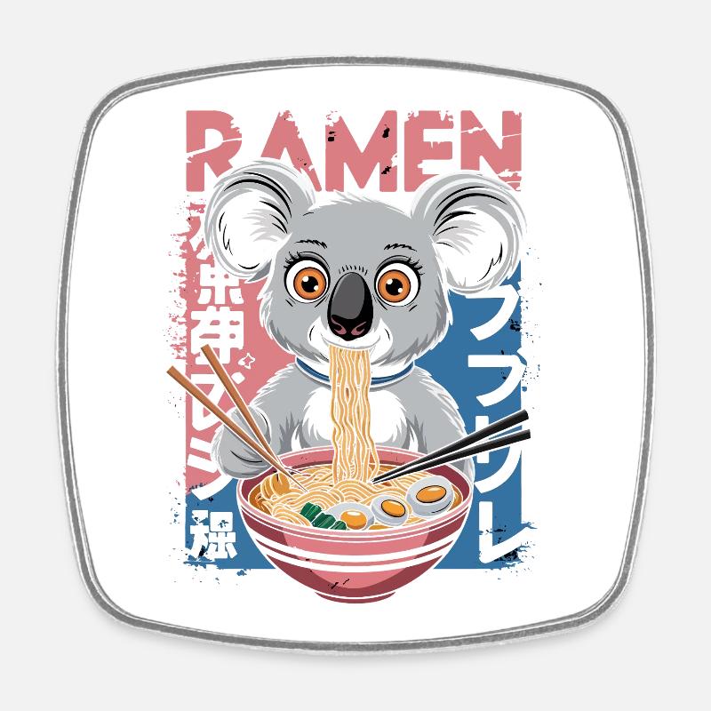 Mâcher des ramen Koala - Magnet carré - blanc