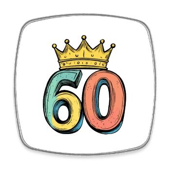 60 Number Crown - Square fridge magnet - white - Front
