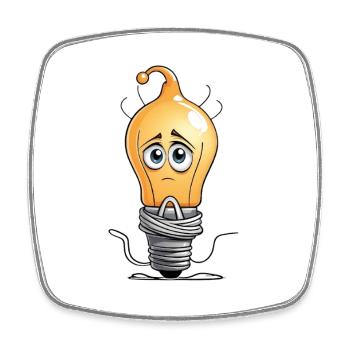 Triste ampoule dessin animé - Magnet carré - blanc - Devant