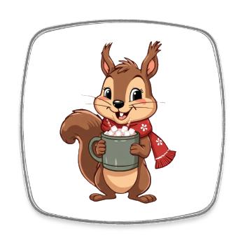 Winterkakao Eichhörnchen - Viereckiger Kühlschrankmagnet - Weiß - Vorne