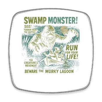 Swamp Monster Movie Poster Vintage Halloween - Square fridge magnet - white - Front