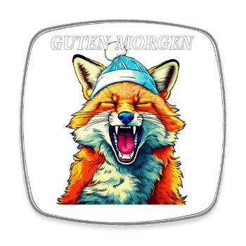 FOX GOOD MORNING - Square fridge magnet - white - Front