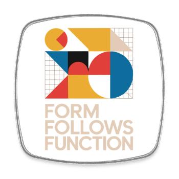 Bauhaus Form Follows Function Geometrische Kunst - Viereckiger Kühlschrankmagnet - Weiß - Vorne