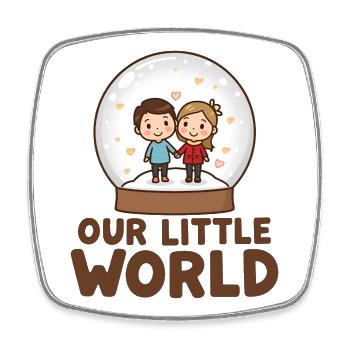 Snow Globe Couple Heart – Our Little World Xmas - Square fridge magnet - white - Front