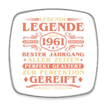 1961 Jahrgang geboren Vintage 65. Geburtstag - Viereckiger Kühlschrankmagnet - Weiß - Vorne