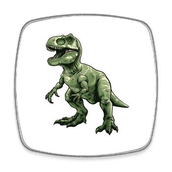 Green Retro Dino T Rex - Square fridge magnet - white - Front