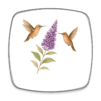 Kolibris mit Blüten Cottagecore - Viereckiger Kühlschrankmagnet - Weiß - Vorne