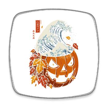 Halloween Herbst - Kürbiswelle Kanagawa - Viereckiger Kühlschrankmagnet - Weiß - Vorne