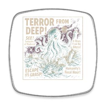 Terror From The Deep Kraken Movie Poster Halloween - Square fridge magnet - white - Front