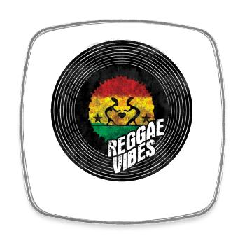 Cercle du logo Reggae Vibes - Magnet carré - blanc - Devant