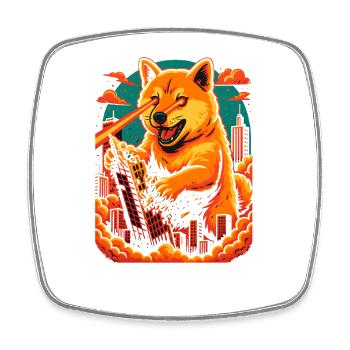 Laser Paws City Rampage, Shiba Inu Hund - Viereckiger Kühlschrankmagnet - Weiß - Vorne