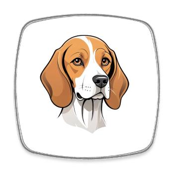 Portrait de dessin animé Beagle - Magnet carré - blanc - Devant