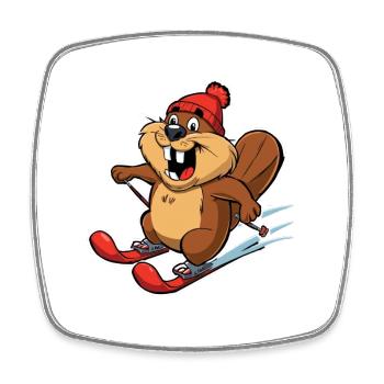 Winterbiber Skifahrer Cartoon - Viereckiger Kühlschrankmagnet - Weiß - Vorne