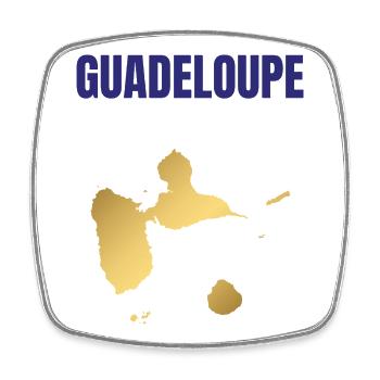 Guadeloupe Westindische Inseln T-Shirt mit goldener Karte - Viereckiger Kühlschrankmagnet - Weiß - Vorne