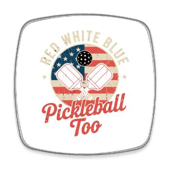 Rouge Blanc Bleu Pickleball Trop Vintage Style USA - Magnet carré - blanc - Devant