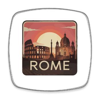  Rom Reise Nostalgie mit Kolosseum und Petersdom - Viereckiger Kühlschrankmagnet - Weiß - Vorne