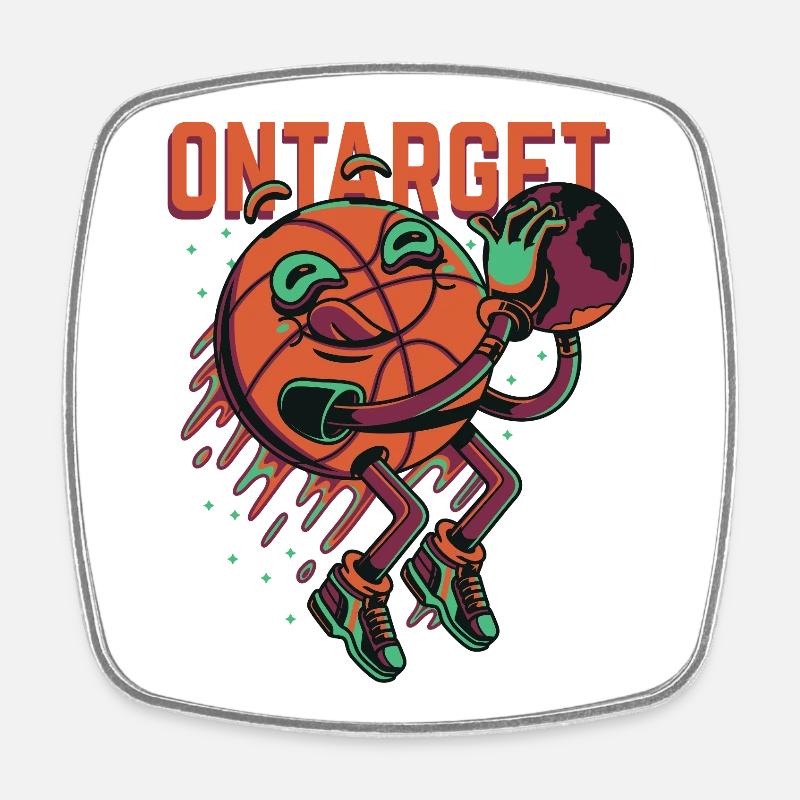 Basket Cartoon - Magnet carré - blanc