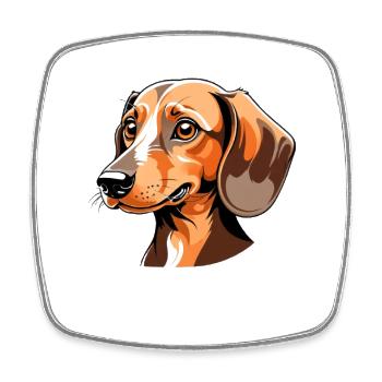 Dachshund Portrait Orange Cartoon - Square fridge magnet - white - Front