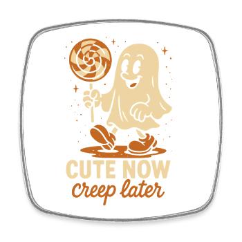 Niedlich Jetzt Grusel Später Lustiger Halloween Geist - Viereckiger Kühlschrankmagnet - Weiß - Vorne
