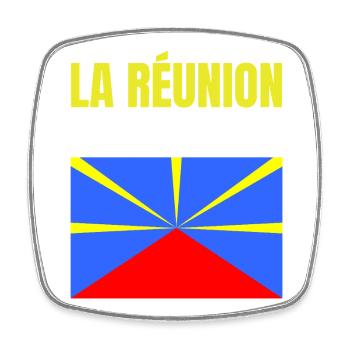 T-shirt drapeau La Réunion volcan - Magnet carré - blanc - Devant