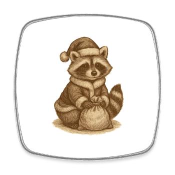 Raton laveur de Noël vintage - Magnet carré - blanc - Devant