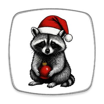 Noble Christmas raccoon with ball - Square fridge magnet - white - Front