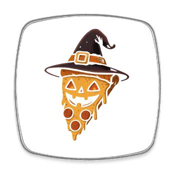 Kürbispizza mit Hexenhut - Viereckiger Kühlschrankmagnet - Weiß - Vorne