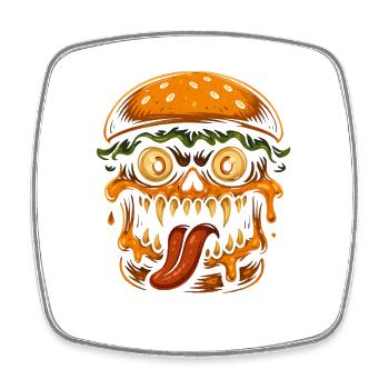 Burger Schädel Monster - Viereckiger Kühlschrankmagnet - Weiß - Vorne