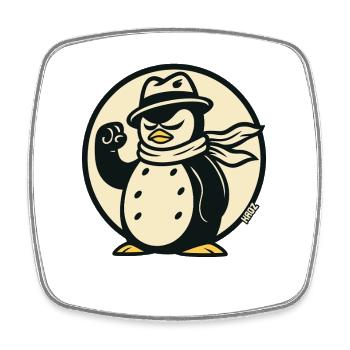 Manchot d’hiver avec chapeau et écharpe - Magnet carré - blanc - Devant