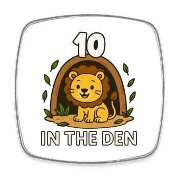 10 Dix dans la tanière Lion Anniversaire - Magnet carré - blanc - Devant