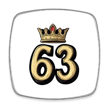 63 Nombre Couronne - Magnet carré - blanc - Devant