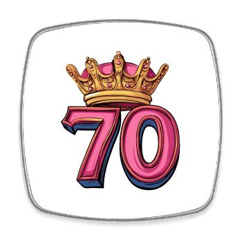 70 Number Crown - Square fridge magnet - white - Front