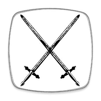 Ritter Schwerter - Viereckiger Kühlschrankmagnet - Weiß - Vorne